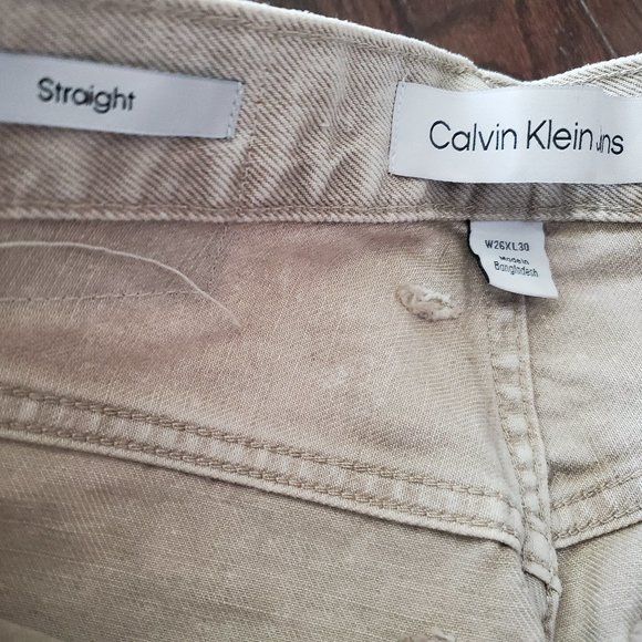 Calvin Klein Standards Unbleached Marble Dye Straight Leg Jeans - Picture 3 of 5